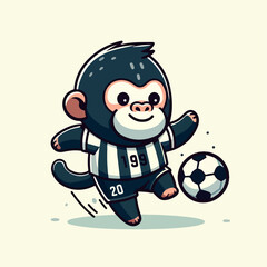 sport animal cute gorilla football player playing ball vector illustration