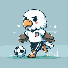 sport animal cute eagle football player playing ball vector illustration