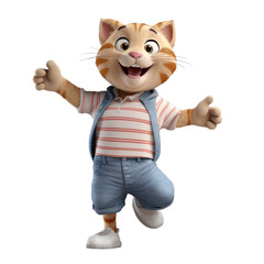 The 3D animation character features a boy cat dancing happily, radiating joy and exuberance in its animated portrayal.