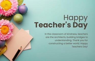 Fototapeta na wymiar Happy Teacher's day greeting card banner for social media post 