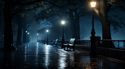 raining night landscape background