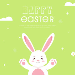 cute easter rabbit with celebrate event. easter day flat vector celebration background social media post.
