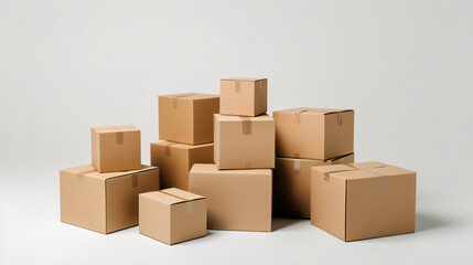 Fototapeta premium Blank cardboard box mockup, isolated on transparent background.