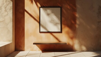 Obraz na płótnie Canvas modern minimalist shadow overlay photo frame polaroid mockup 