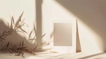 modern minimalist shadow overlay photo frame polaroid mockup  