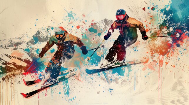 photo winter sports collage design  