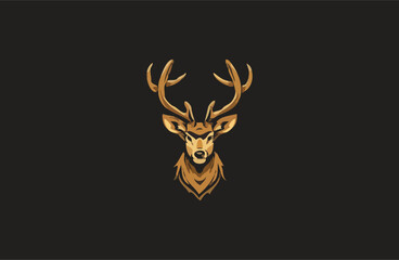 Deer vector illustration flat design logo