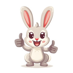 Obraz premium うさぎがthumbs up, いいねと親指を立ててgoodポーズしているイラスト 