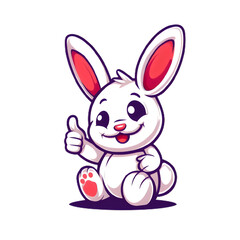 うさぎがthumbs up, いいねと親指を立ててgoodポーズしているイラスト
