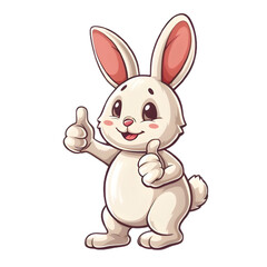 Obraz premium うさぎがthumbs up, いいねと親指を立ててgoodポーズしているイラスト 