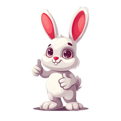 Obraz premium うさぎがthumbs up, いいねと親指を立ててgoodポーズしているイラスト 