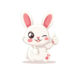 うさぎがthumbs up, いいねと親指を立ててgoodポーズしているイラスト
