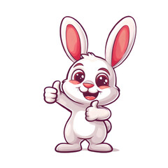 Obraz premium うさぎがthumbs up, いいねと親指を立ててgoodポーズしているイラスト 