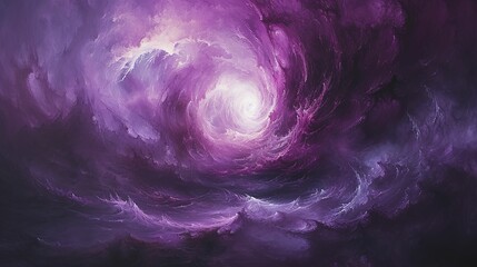 a painting of a purple vortex in the sky, surreal colors, surreal space.  - obrazy, fototapety, plakaty