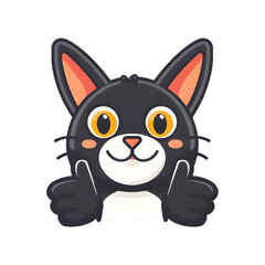 猫がthumbs up, いいねと親指を立ててgoodポーズしているイラスト