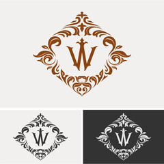 luxury letter W logo, business sign design, invitation card decoration, product label