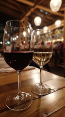 Glass of wine on the table. Vertical background 