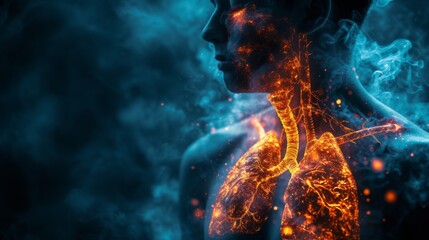 Respiratory disease heart attack stroke or lung disease illustration - obrazy, fototapety, plakaty