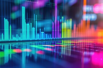 Abstract Image of a Colorful Bar Chart Showing Comparative Data, Abstract representation of stock market trends with colorful graphs and charts, AI Generated