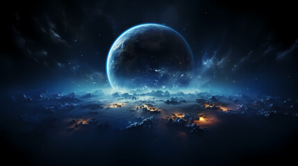 Star system background in the sky, 3D collection of stars in the universe