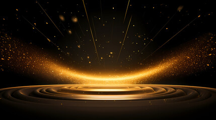 Award ceremony elegant background, stage scene design concept and golden luxury light