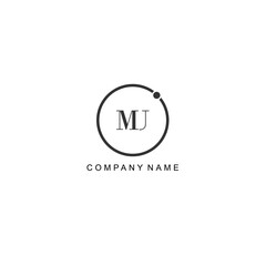 Initial MU letter management label trendy elegant monogram company