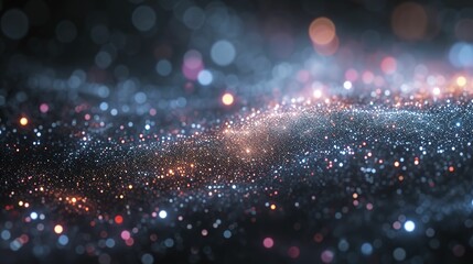 Black space background image filled with glittering lights. 