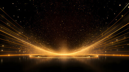 Award ceremony elegant background, stage scene design concept and golden luxury light