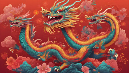Fototapeta premium chinese dragon statue on the roof