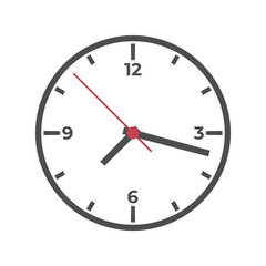 Modern illustration of round clock in minimalist style. Simple illustration of wall clock with numbers.