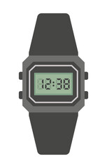 Illustration of wrist digital watch with old dial. Illustration of wrist watch in minimalistic style