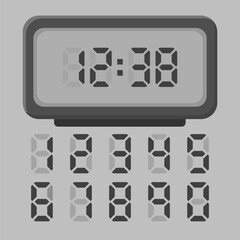 Illustration of a circlet alarm clock with old dial. Illustration of an alarm clock with all the numbers.