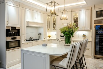 Fototapeta na wymiar Classic kitchen interior designed in modern style.