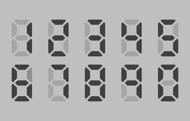 A set of numbers from old digital devices. Illustrations of all digits for digital devices