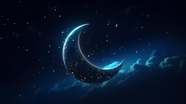 Star system background in the sky, 3D collection of stars in the universe