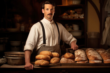 Man Standing in Front of Bread