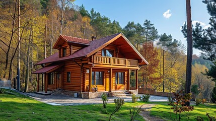 Fototapeta na wymiar real estate building of modern wooden house