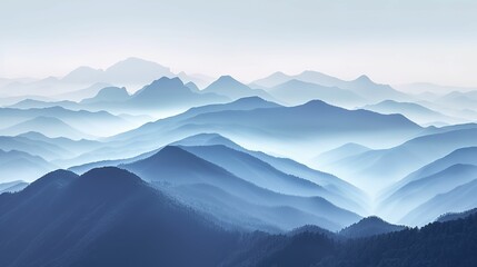 Fototapeta na wymiar Mountains landscape in the style of light sky blue