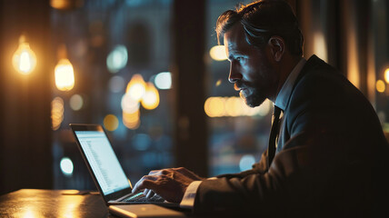 Businessman laptop using ,Social, media, Marketing concept