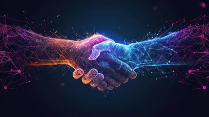 Foto op Plexiglas Handshake in digital futuristic style. The concept of partnership © wiparat