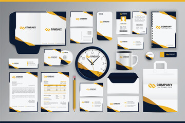 Corporate business stationery template design set with brand identity package