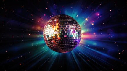 Disco ball close-up. Luminous reflective ball for entertainment, sparkling effect. A nightclub or a party.