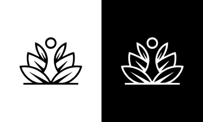 Creative people lotus Well Body Fitness Logo, Cosmetic Brand identity. For Spa product and Beauty Salon Business. Stylized human yoga shape in abstract lotus symbol.