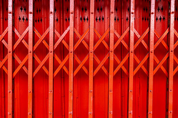 Red colorful stainless steel door texture background