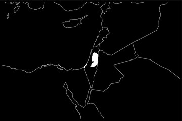 Palestine map Asia black background