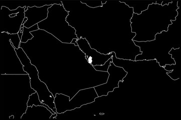 Qatar map Asia black background