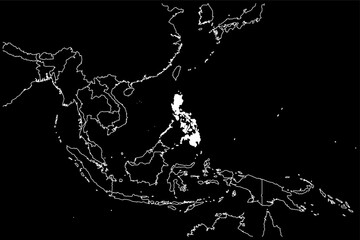 Philippines map Asia black background