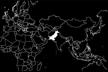 Pakistan map Asia black background