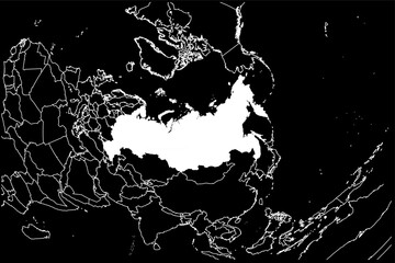 Russia map Asia black background