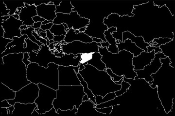 Syria map Asia black background